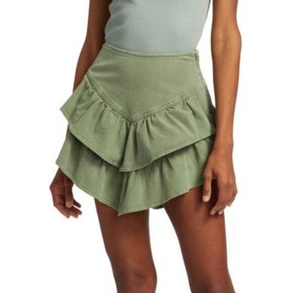 Mother Dresses & Skirts - Mother The Ruffle Green Layered Asymmetric Mini Skirt Women's Size 31